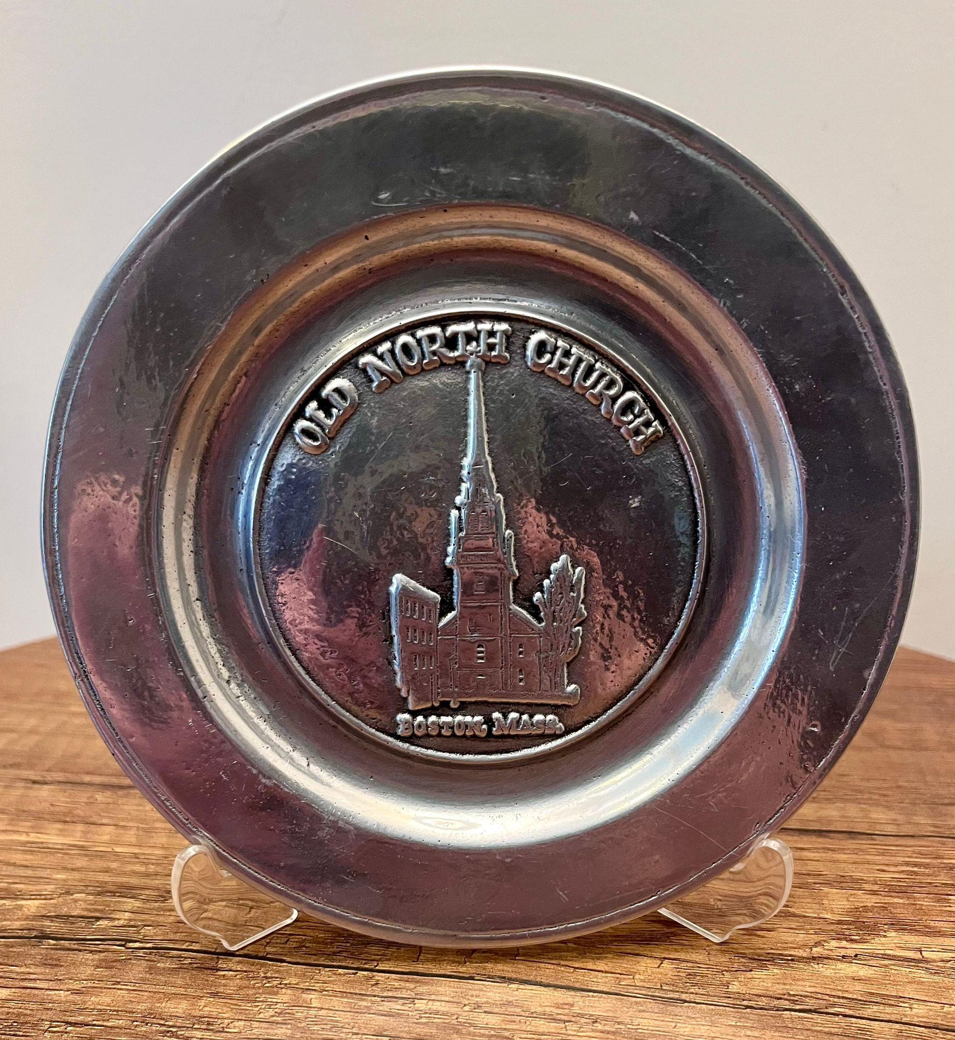 Old North Church Boston Pewter Tabak – USA Hatıra, Ayaklı